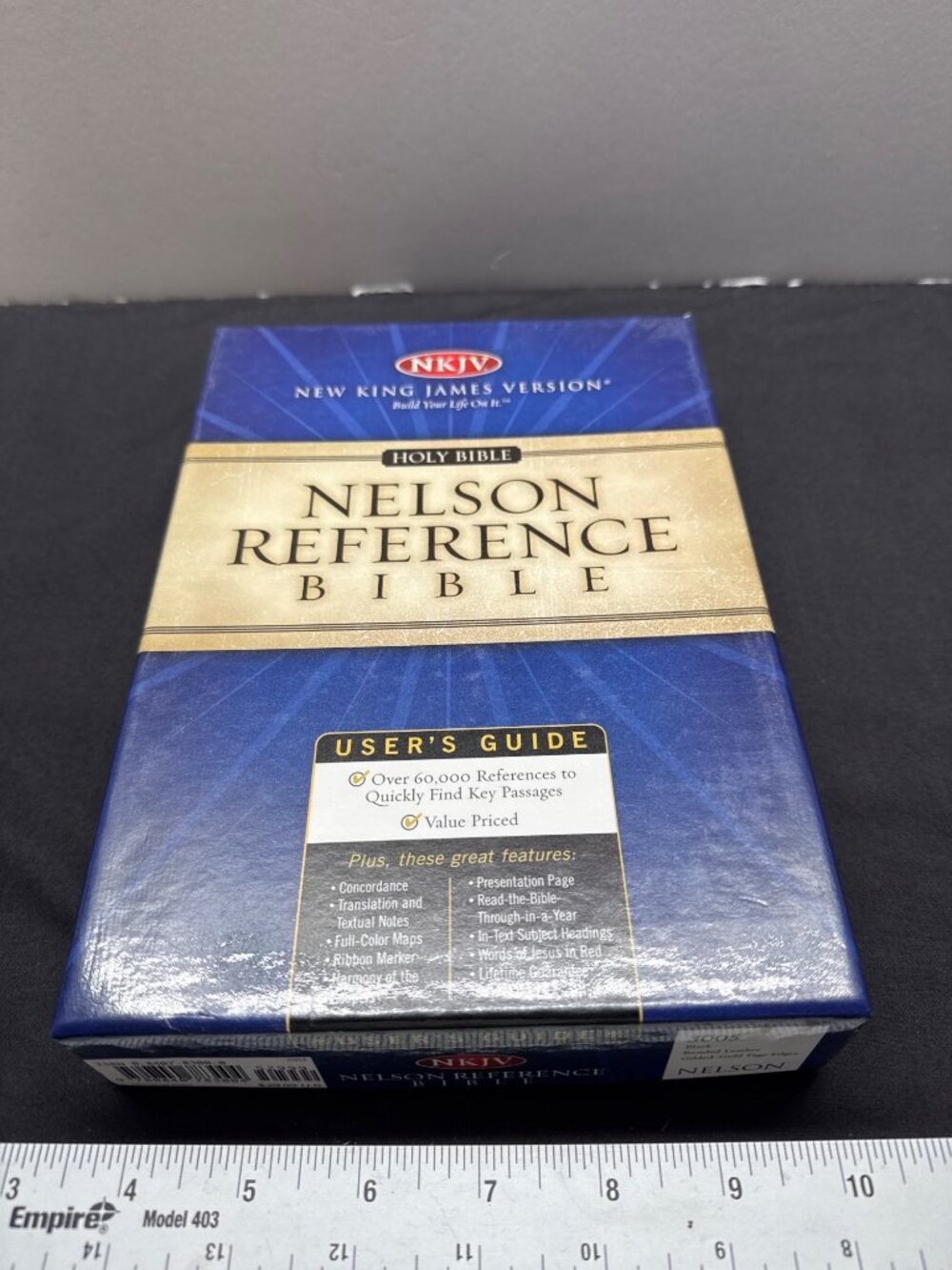 NKJV Nelson Reference Bible Black Bonded Leather With Box Dedicated Front Pg